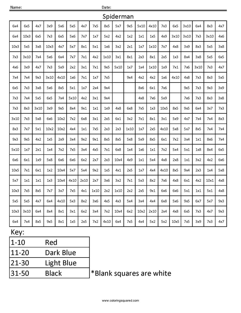 Basic Multiplication Coloring Worksheets Times Tables Worksheets