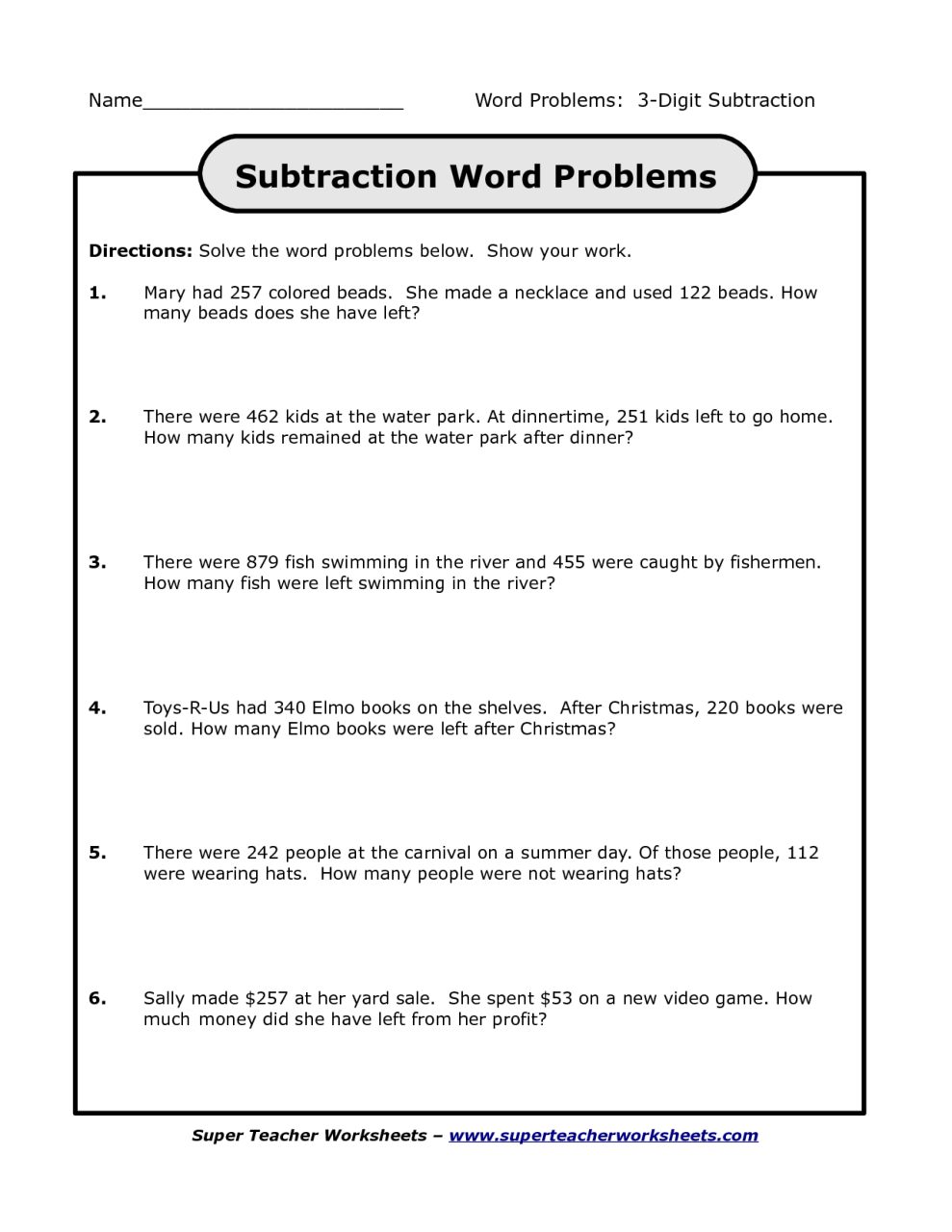 Maths Addition And Subtraction Word Problems Worksheets For Grade 2