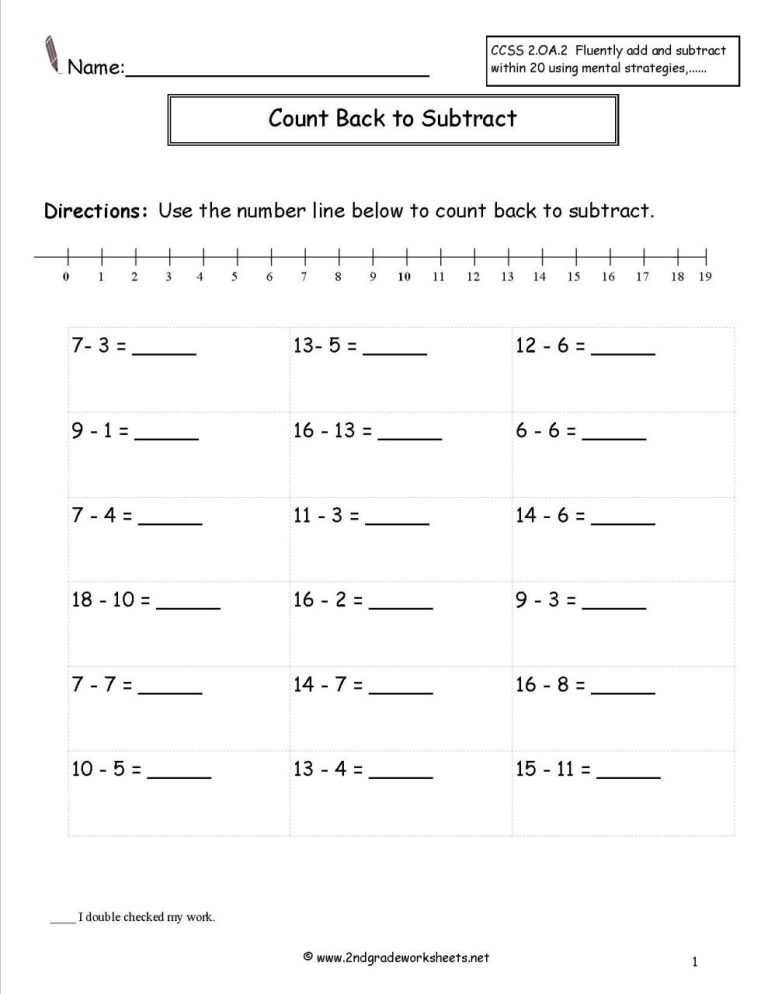 Adding And Subtracting Within 20 Worksheets