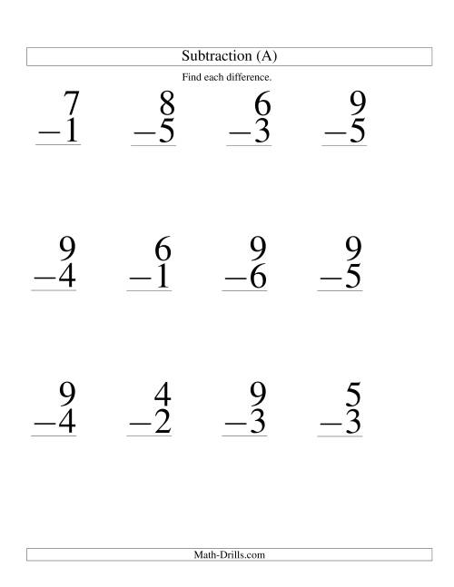 Single Number Addition And Subtraction Worksheets