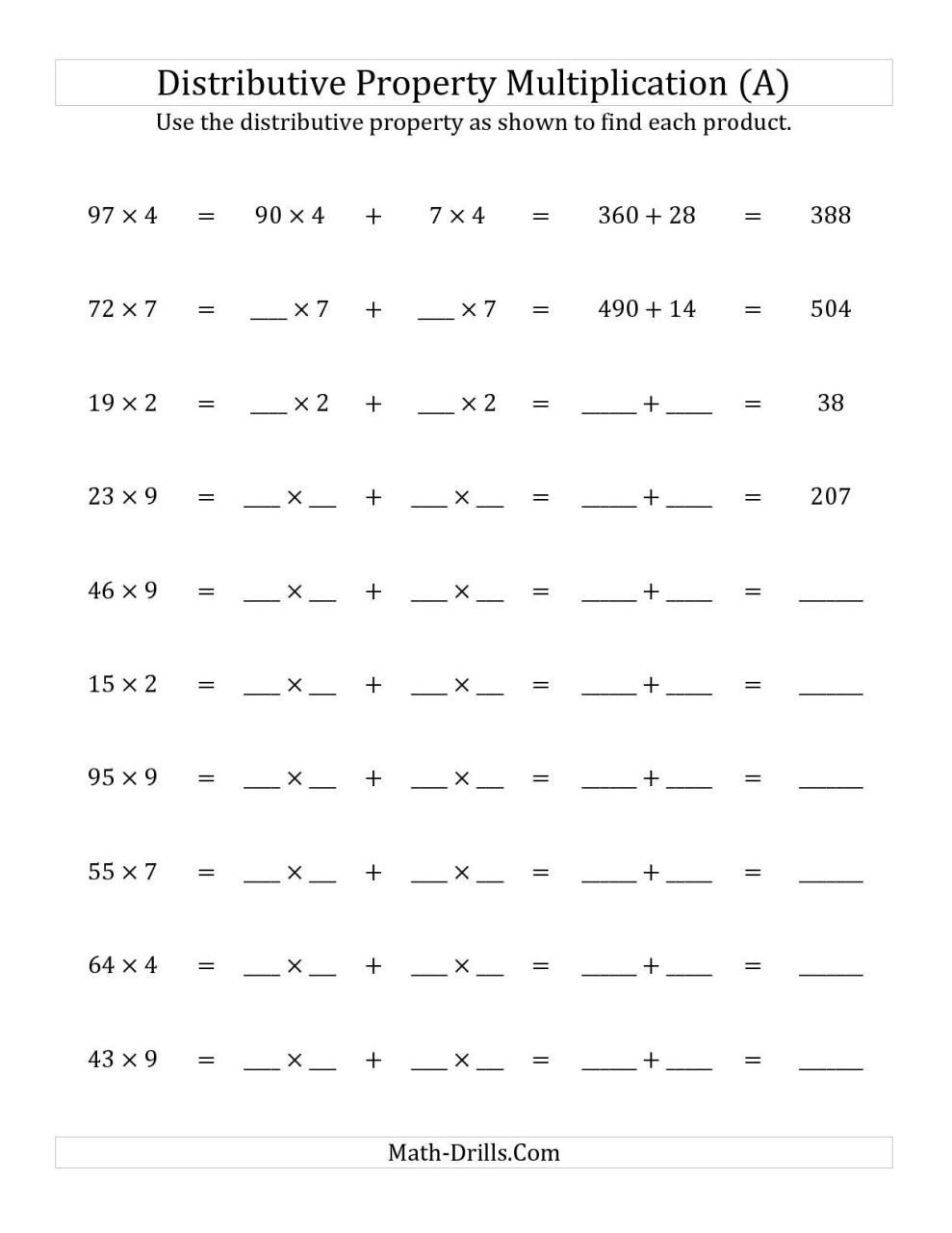 Associative Property Of Multiplication Worksheets 3rd Grade Pdf Times
