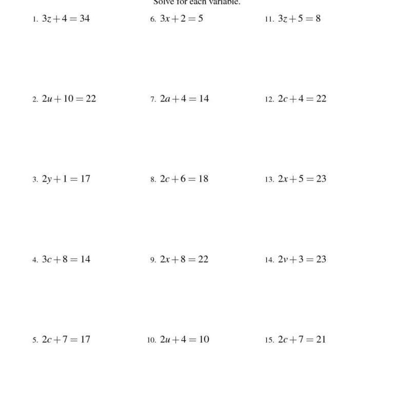 Solving One And Two-Step Equations Worksheet Pdf