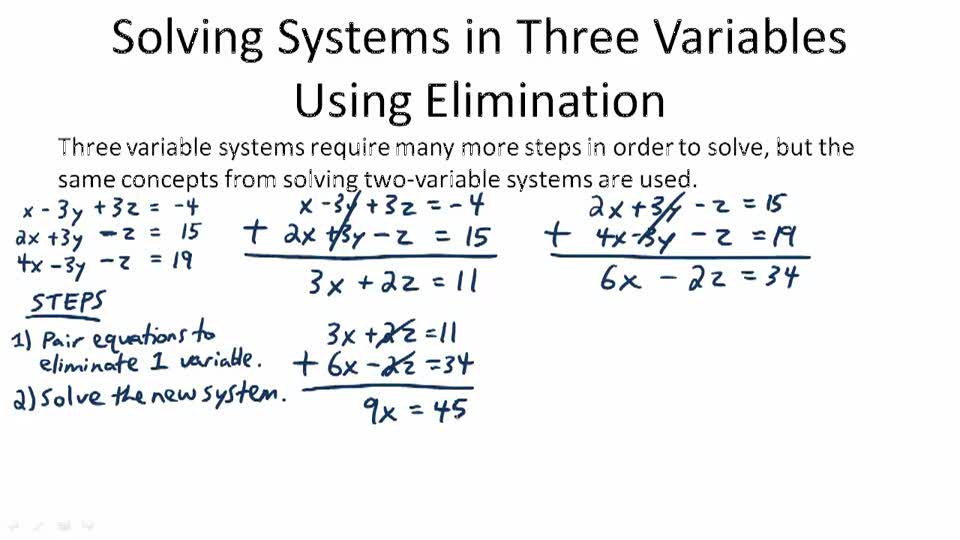 System Of Equations Worksheet 3 Variables