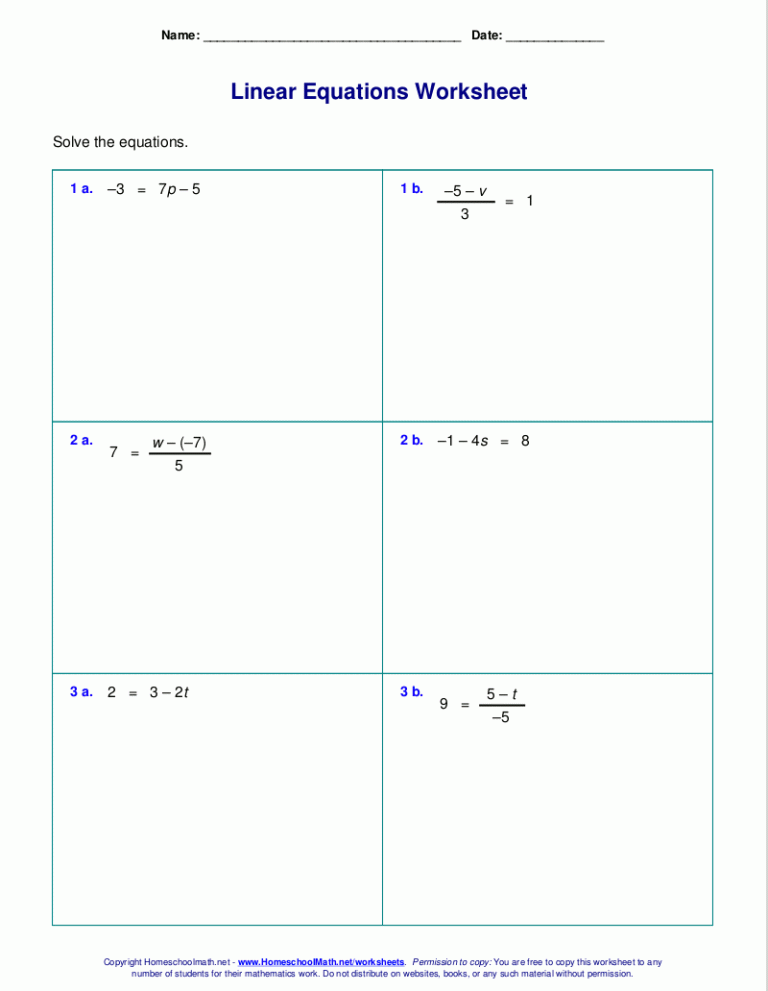 Solving 2 Step Equations Worksheet Pdf