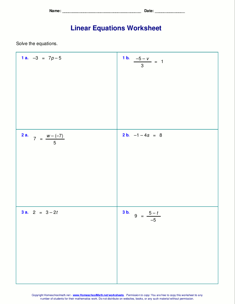 Two Step Equation Worksheet Easy