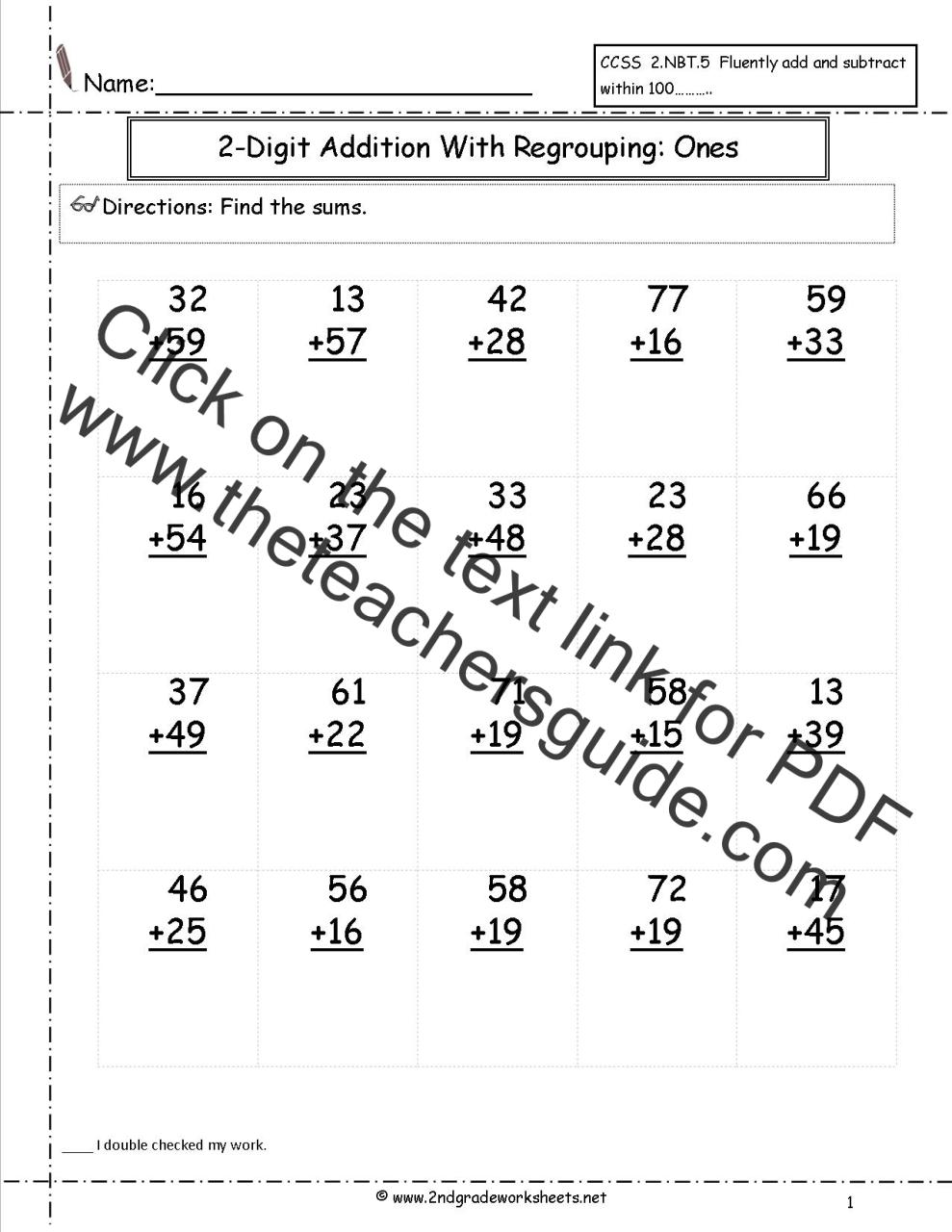 2 Digit Addition With Regrouping Worksheets Free