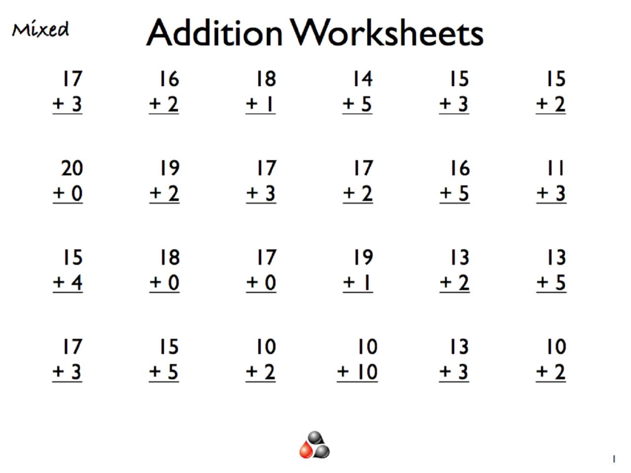 Free Printable Addition Worksheets For Grade 1