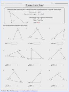 Worksheet Triangle Sum and Exterior Angle Theorem Answers