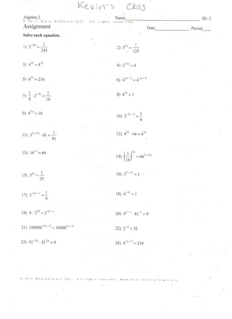 Solving Quadratic Equations By Factoring Worksheet With Work