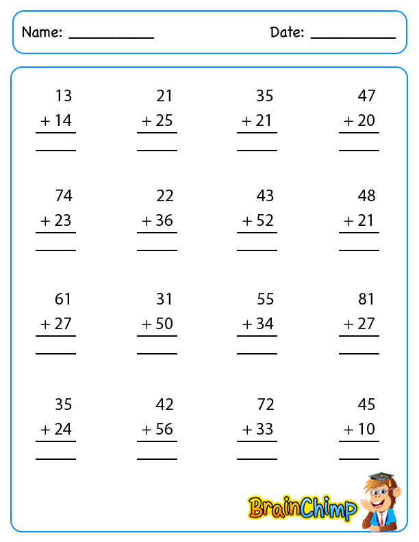 2 Digit Addition Worksheets With Carrying