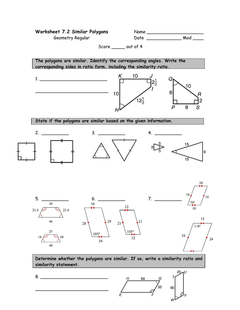 Geometry Worksheet 6.2 Parallelograms Answer Key Pdf