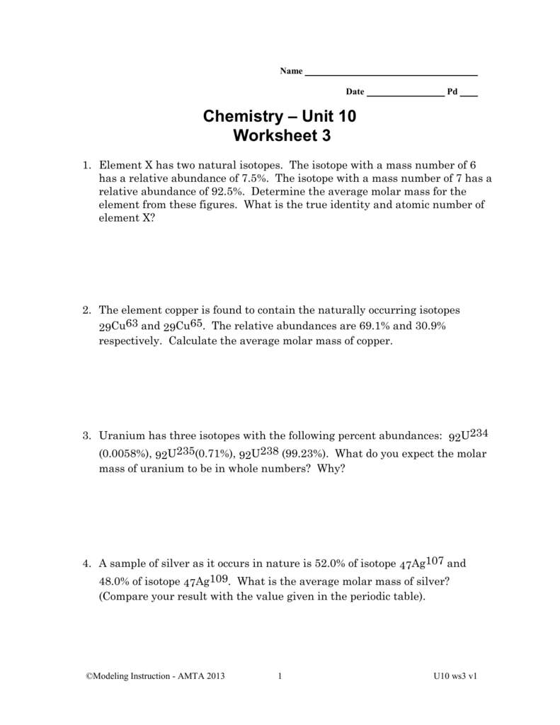 Molar Mass Worksheet And Key Promotiontablecovers