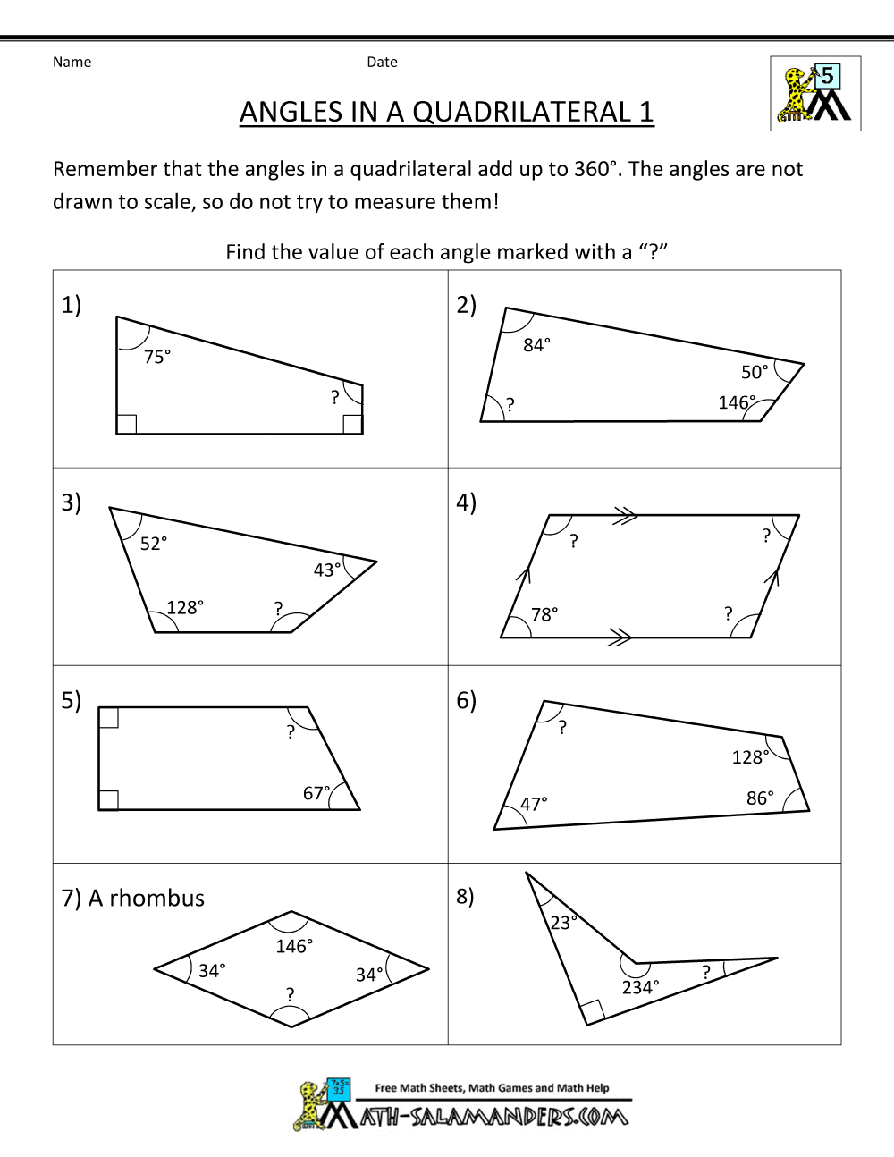 5th Grade Geometry Angles worksheet, Geometry worksheets