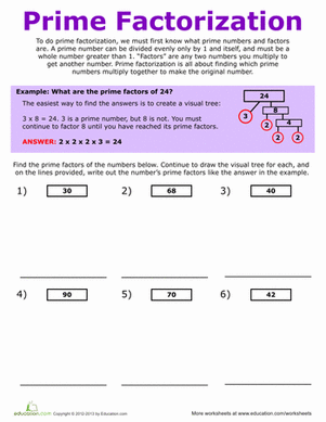 Fifth Grade Prime Factorization 5th Grade Worksheets