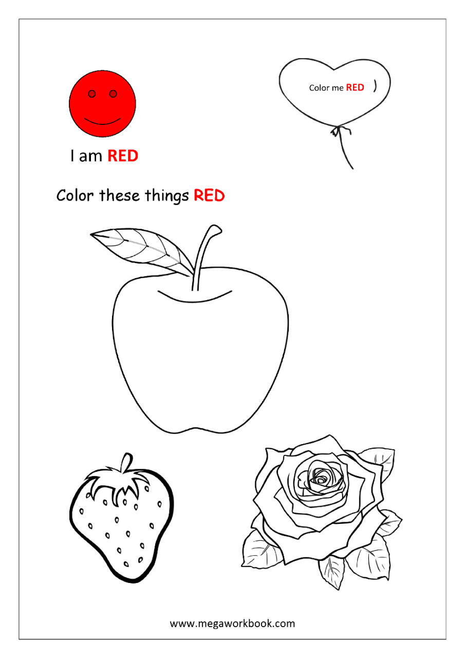 Red Colour Worksheets For Kindergarten