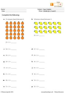 Numeracy Divide by 2, 3 and 5 mixed Worksheet PrimaryLeap.co.uk