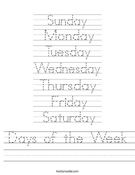 Printable Days Of The Week Worksheets Cut And Paste