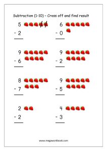 Free Printable Number Subtraction (110) Worksheets For Grade 1 And