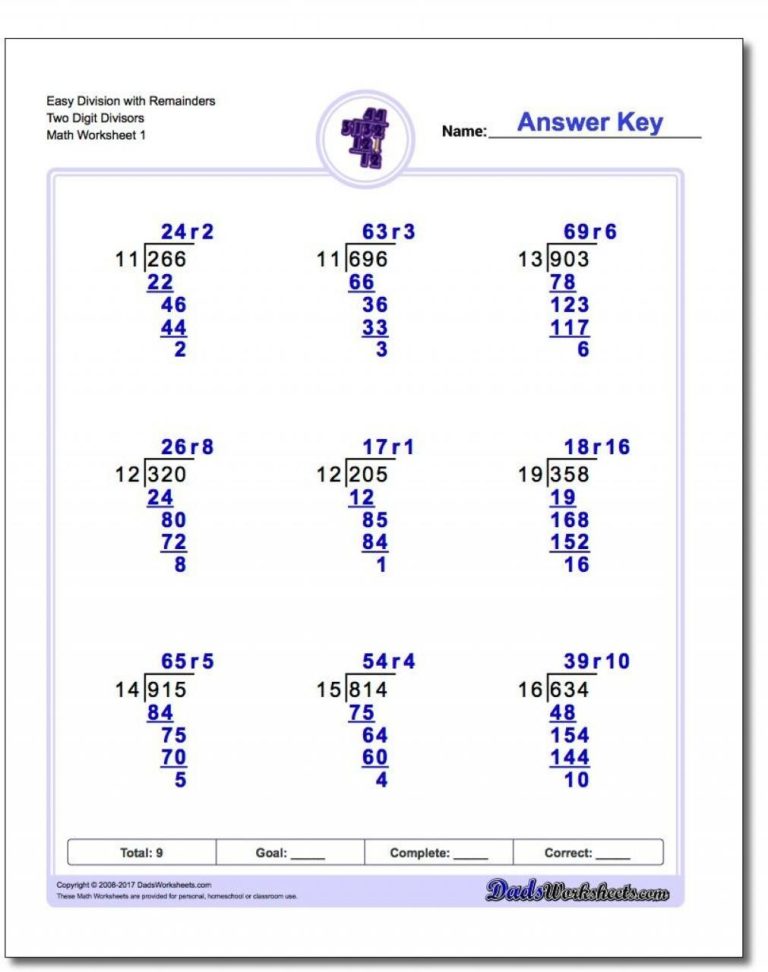 Math Worksheets 5Th Grade Division