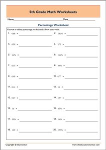 Free 5th Grade Math Worksheets Printables. Free printable math