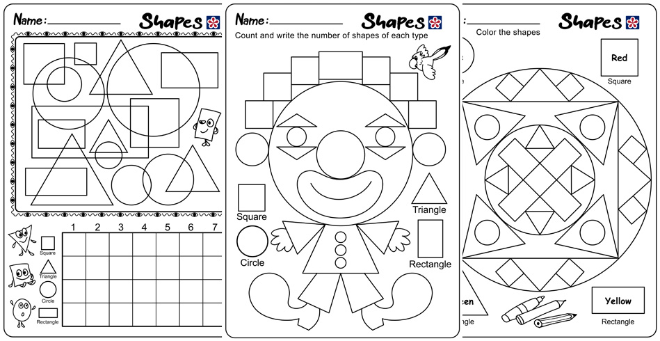 Shapes And Colours Worksheets