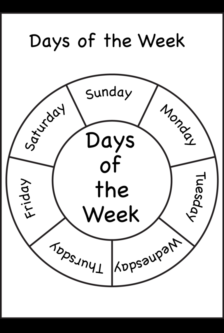Days Of The Week Worksheets For First Grade