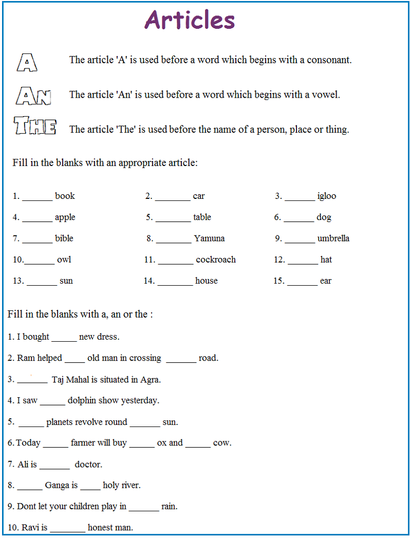 English Grammar English Worksheets For Grade 1 Pdf