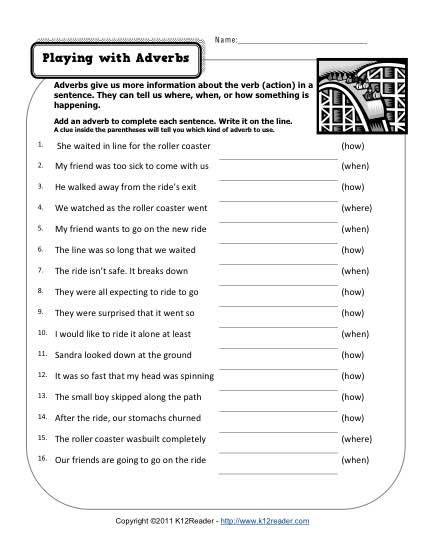5th Grade Types Of Adverbs Worksheet