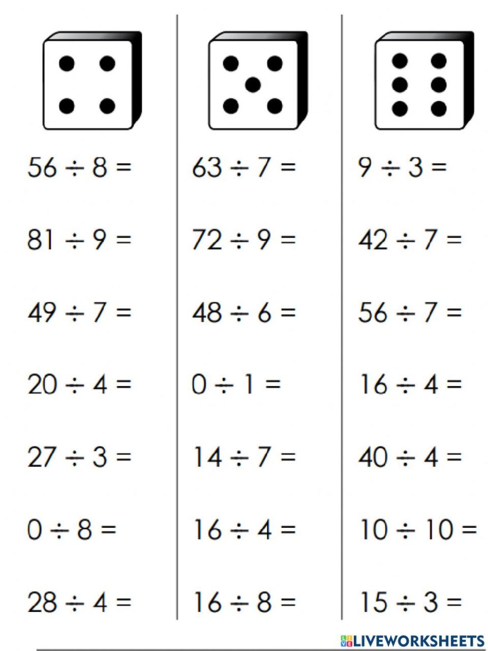 Multiplication and Division worksheet for Grade 3