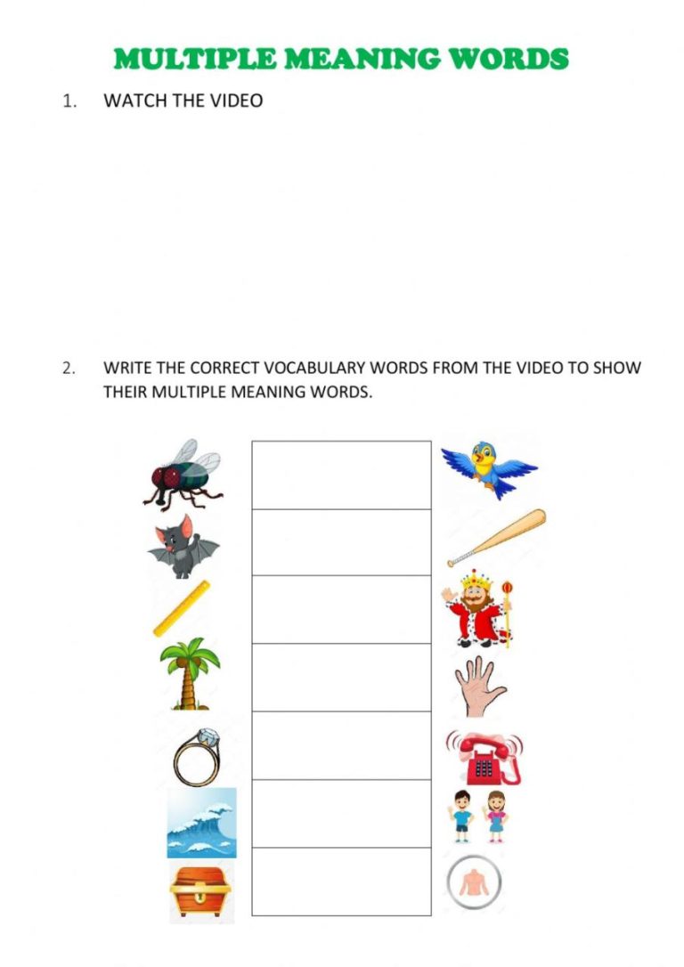 Multiple Meaning Words Worksheets Grade 1