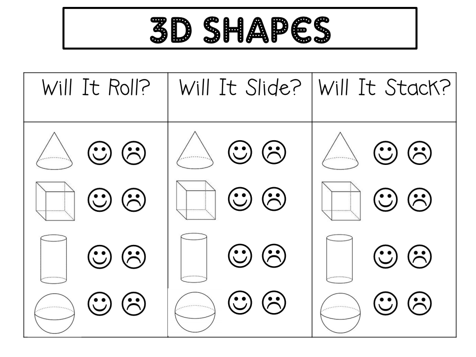 Kindergarten Printable 3d Shapes Worksheet