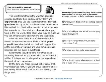 Science Worksheets For Kindergarten And First Grade