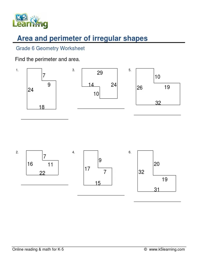 geometry Shapes worksheets, Area and perimeter, Maths activities