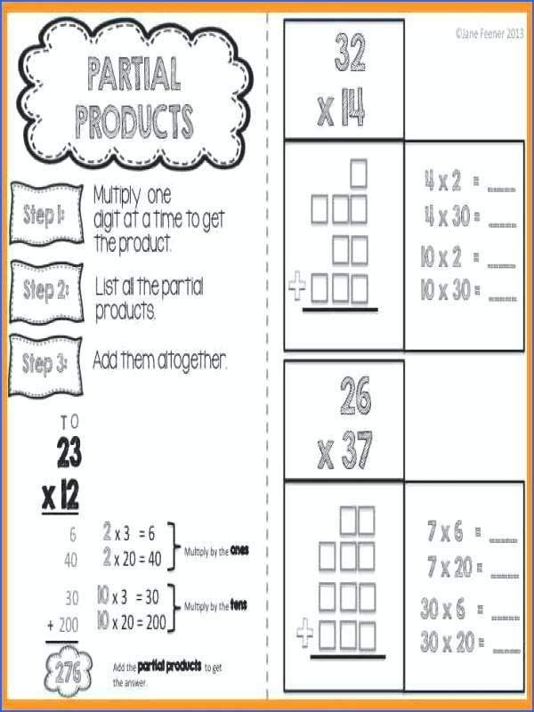 partial products worksheets free product multiplication printable