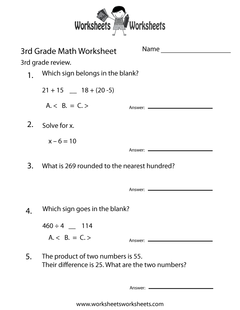 Printable 3rd Grade Worksheets Pdf
