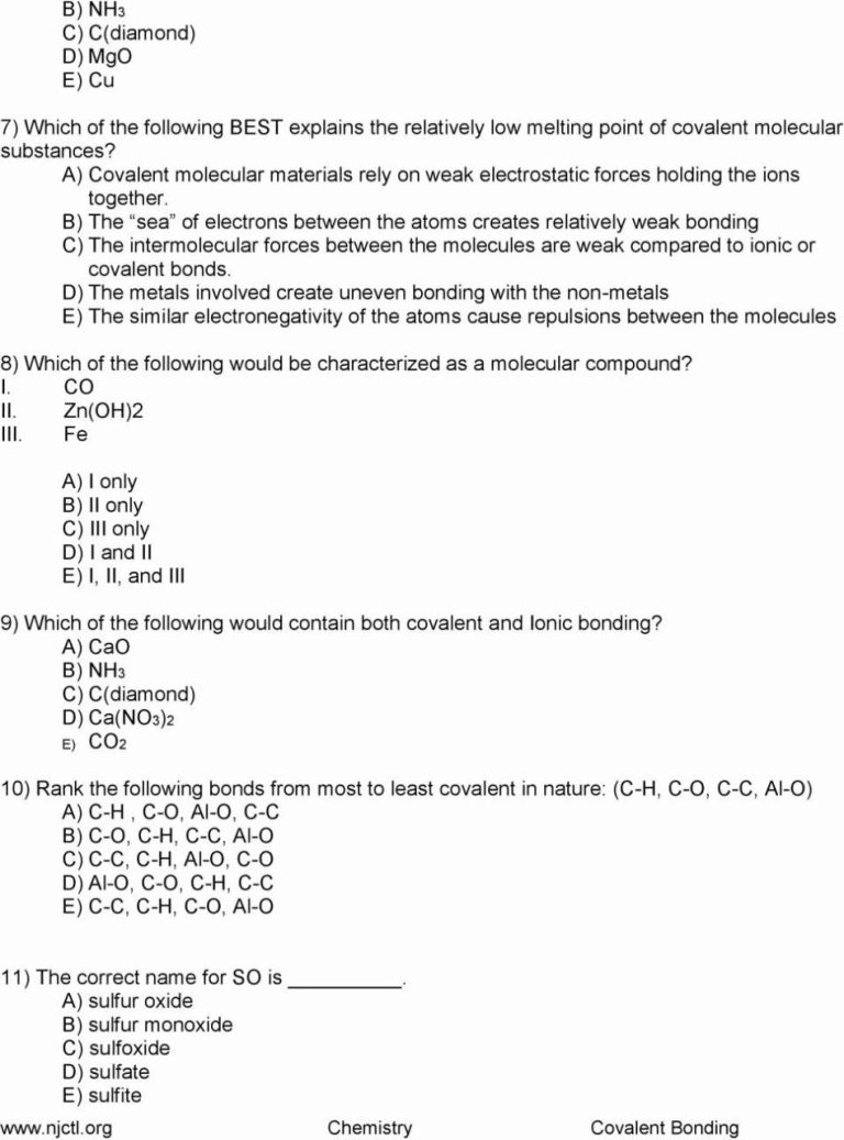 Ionic Bonding Worksheet Answers Front And Back