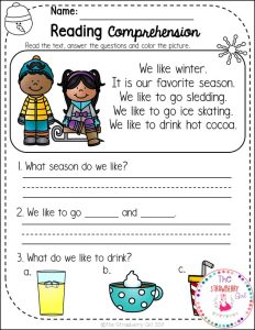 FREE Kindergarten Reading Comprehension Passages Winter