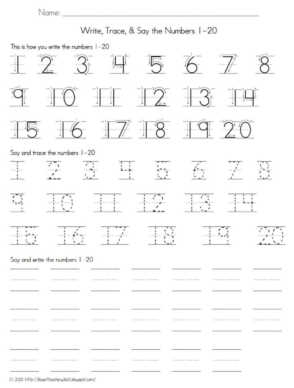 Numbers 1-100 Worksheets For Kindergarten Pdf