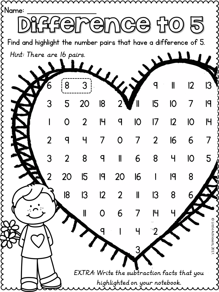 Free Valentine Math Worksheets For 1St Grade