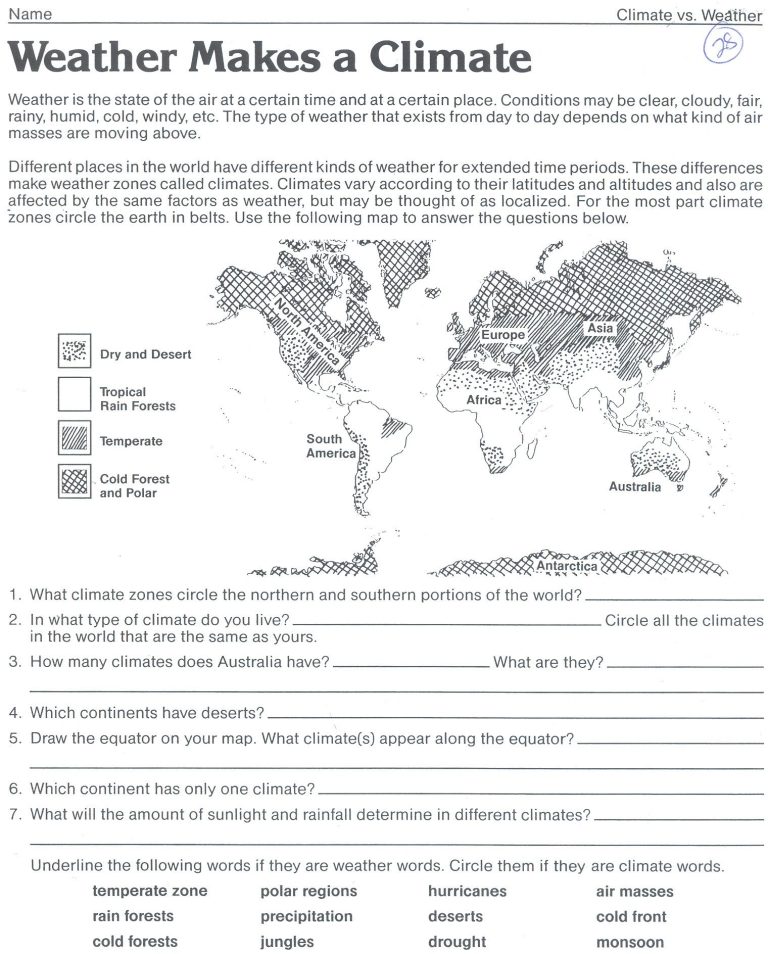 Weather And Climate Worksheets Pdf