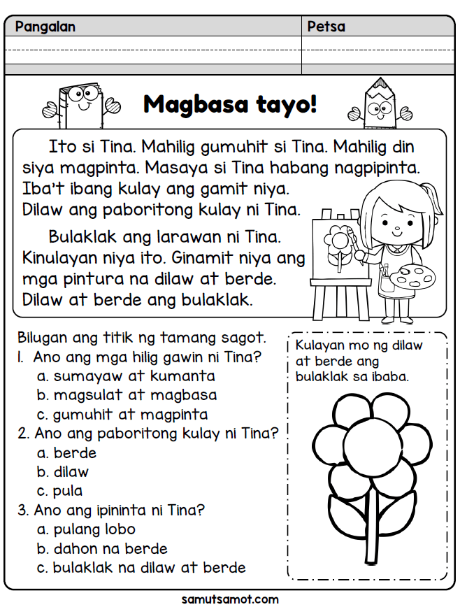 Magbasa Tayo! Ang Larawan ni Tina Samutsamot 1st grade reading