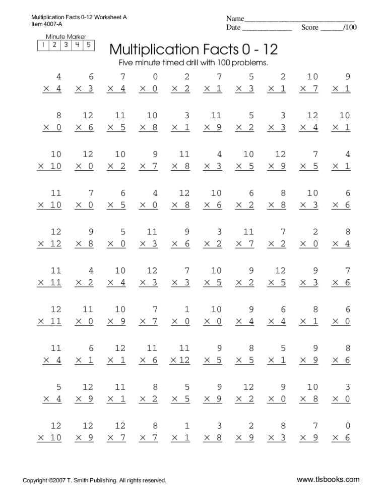 Simple Multiplication Worksheets Free