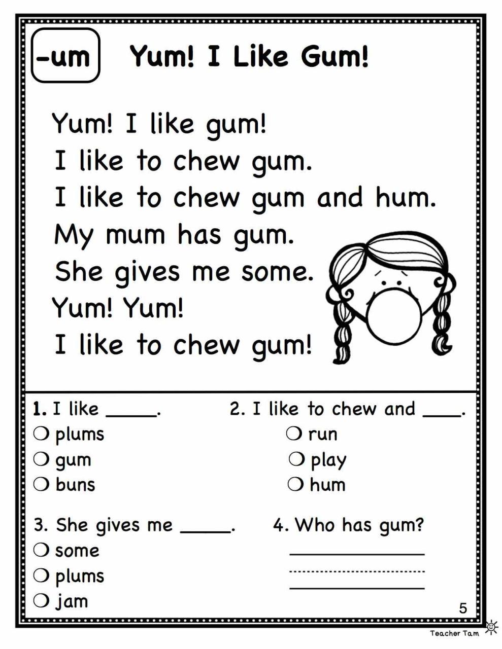 Free 1St Grade Reading Comprehension Worksheets Multiple Choice