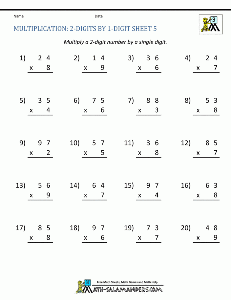 Easy Multiplication Worksheets With Pictures