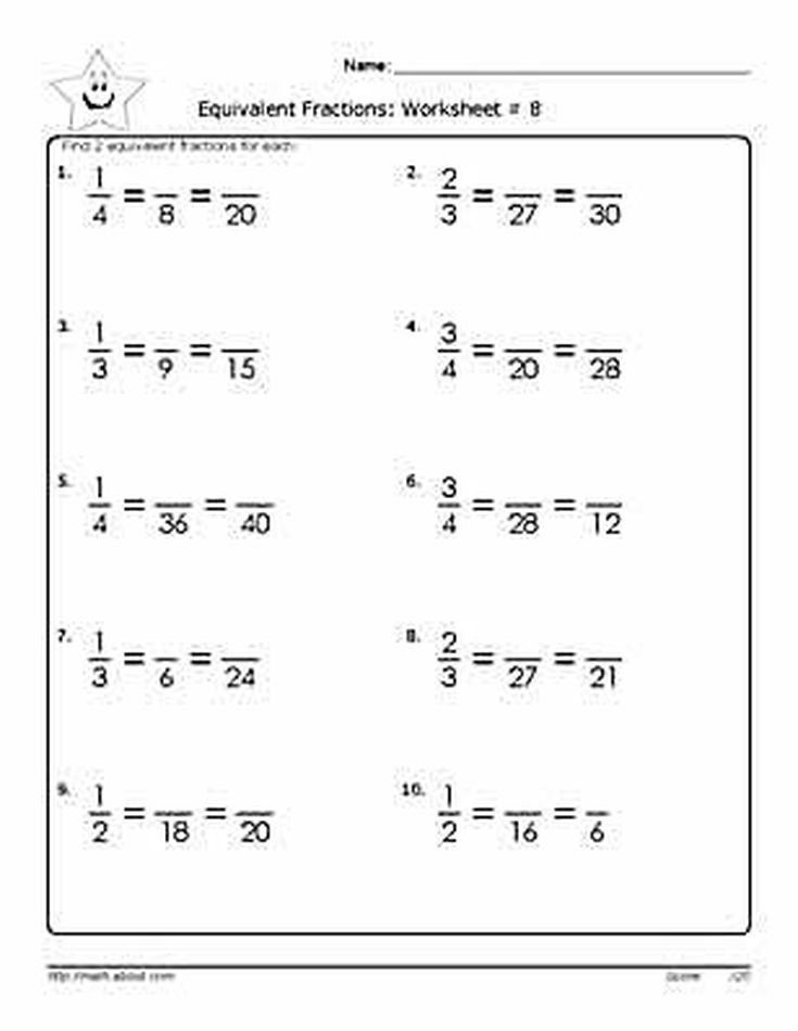 6th Grade Finding Equivalent Fractions Worksheet