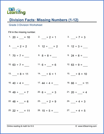 Grade 3 Relationship Between Multiplication And Division Worksheets