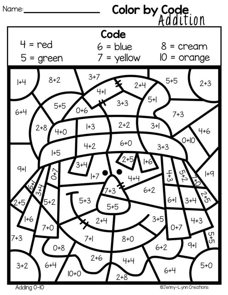 Kindergarten Math Coloring Worksheets Pdf