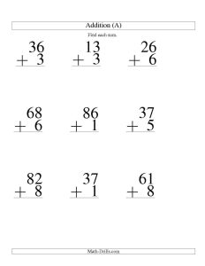5 Free Math Worksheets First Grade 1 Addition Adding 2 Digit Plus 1