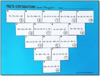 Solving Multi Step Equations Puzzle Worksheet Answer Key