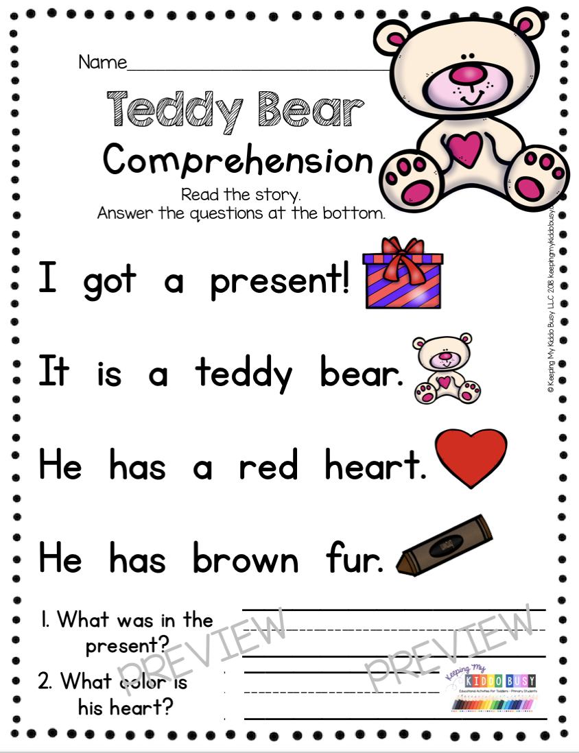 February Reading and Writing COMPREHENSION FREEBIE Writing